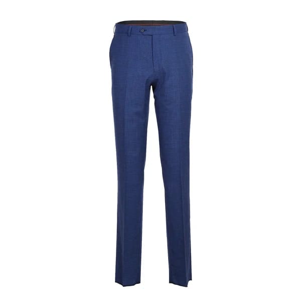Wool Stretch with Linen Double Breasted Blue Slim Fit Suit
