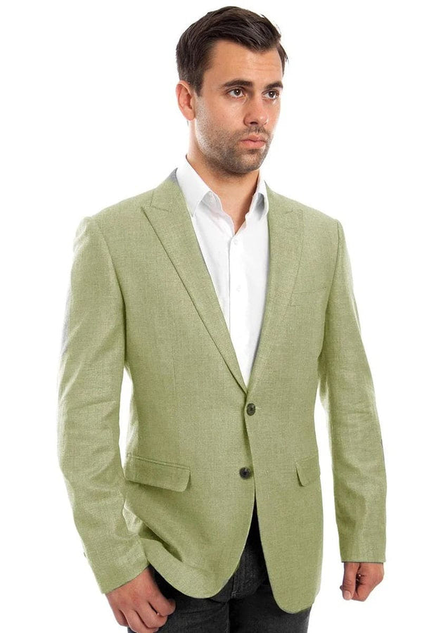 Mens Two Button Summer Linen Blazer in Mint Green