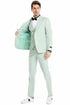 Mens Two Button Vested Peak lapel Pastel Wedding & Prom Suit in Mint Green