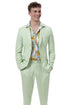 Mens Modern Fit Casual Summer Linen Suit in Mint Green