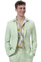 Mens Modern Fit Casual Summer Linen Suit in Mint Green