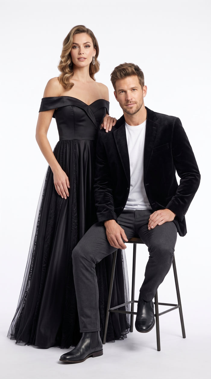 Men’s Black Velvet Blazer, Big and Tall 2 Button Formal Sport Coat for Weddings and Parties