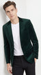 Men’s Hunter Green Velvet Blazer, Dark Olive Formal Sport Coat for Weddings Parties and Special Events
