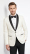Men’s Designer Ivory and Black Satin Shawl Dinner Jacket, Formal Tuxedo Evening Jacket