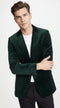 Men’s Hunter Green Velvet Blazer, Dark Olive Formal Sport Coat for Weddings Parties and Special Events