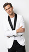 Men’s White Tuxedo Dinner Jacket with Black Shawl Lapel, Formal Wedding Prom Blazer