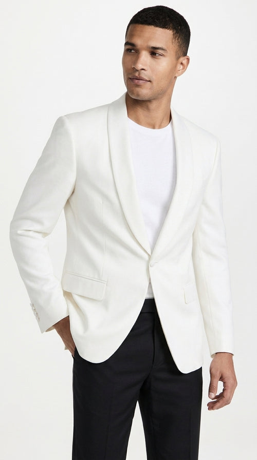 Men’s Ivory Traditional Shawl Dinner Jacket, Formal Wedding Prom Tuxedo Blazer