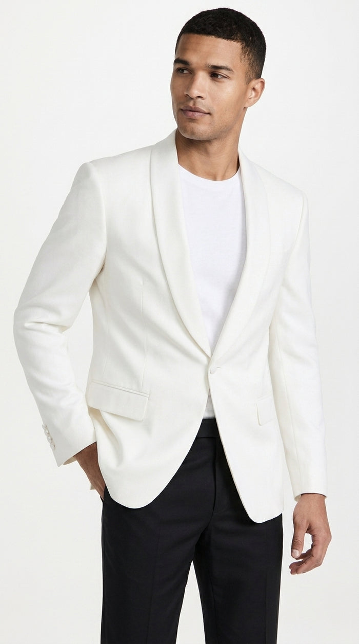 Men’s Ivory Traditional Shawl Dinner Jacket, Formal Wedding Prom Tuxedo Blazer