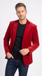 Men’s Red Velvet Blazer, Big and Tall 2 Button Formal Sport Coat for Weddings Prom and Parties