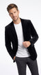 Men’s Black Velvet Blazer, Big and Tall 2 Button Formal Sport Coat for Weddings and Parties