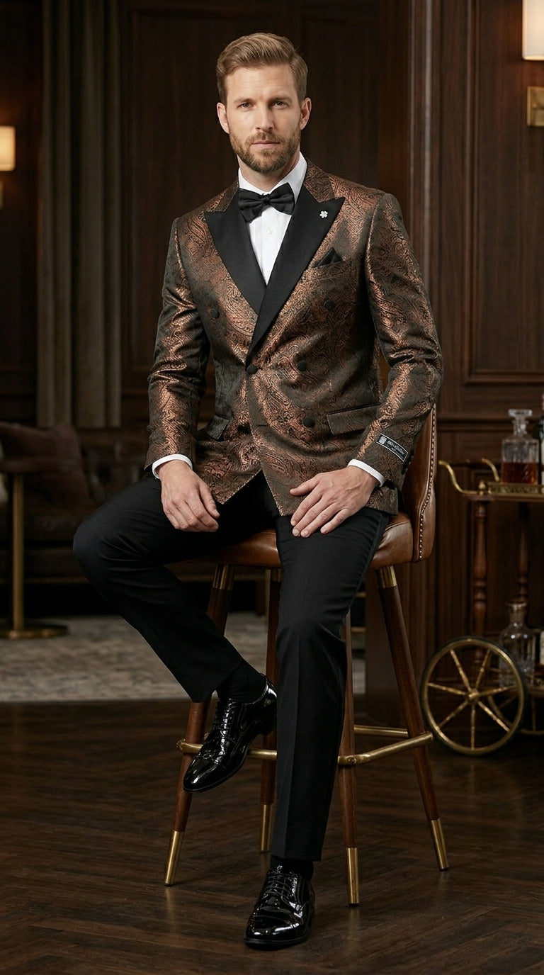 Stacy Adams Men’s High Fashion Pattern Sport Coat, Hybrid Fit Formal Blazer in Red, Silver, Bronze and Purple