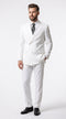 Men’s Solid White Double Breasted Suit, Classic Fit Formal Wedding Prom Dress Suit