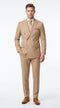 Men’s Camel Double Breasted Wool Feel Suit, Classic Luxury Formal Wedding Business Dress Suit