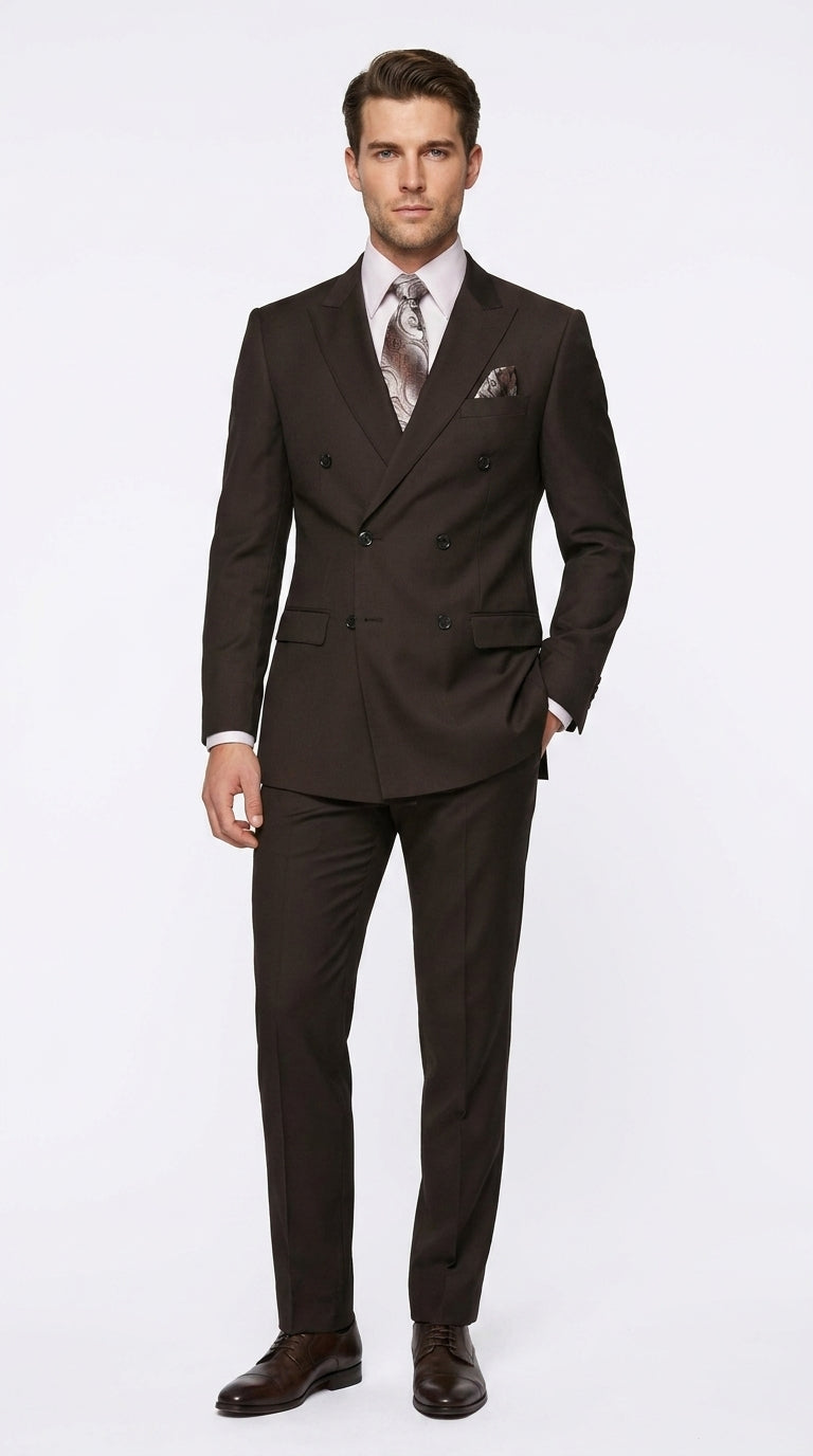 Statement Men’s 2 Piece 100% Wool Double Breasted Fashion Suit, Bold Color Formal Wedding Business Suit
