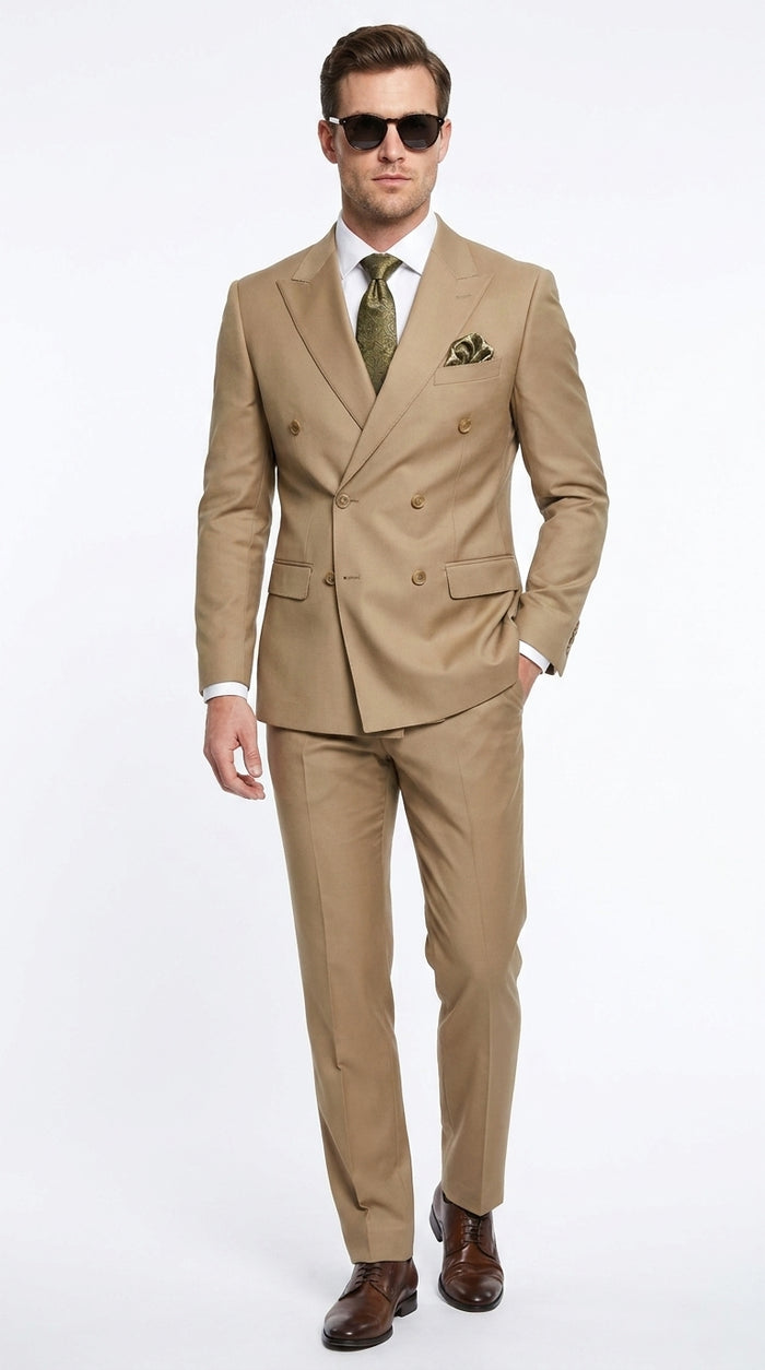 Statement Men’s 2 Piece 100% Wool Double Breasted Fashion Suit, Bold Color Formal Wedding Business Suit