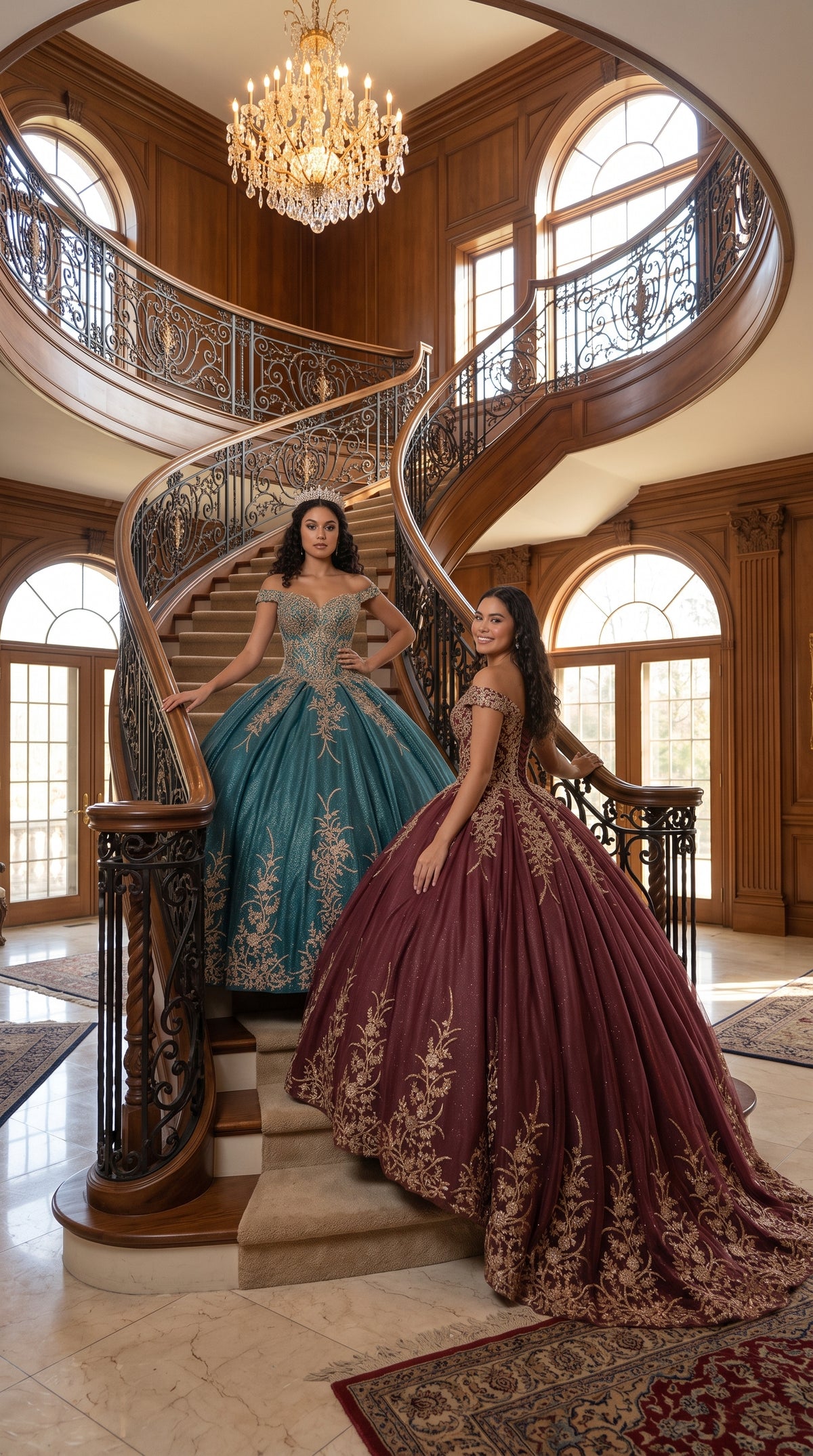 Off Shoulder Sparkling Lace Up Quinceanera Ball Gown in 3 Colors Burgundy - Hunter - Rose Gold