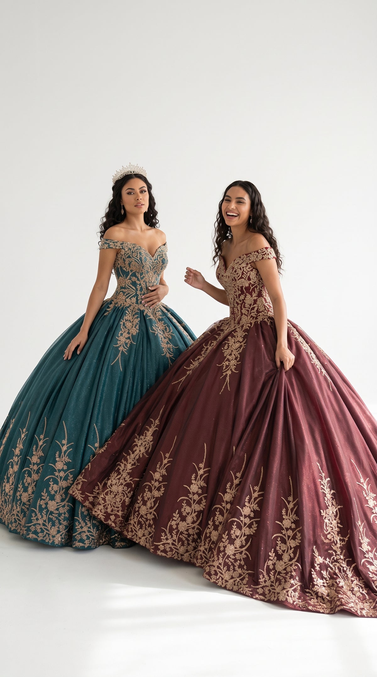 Off Shoulder Sparkling Lace Up Quinceanera Ball Gown in 3 Colors Burgundy - Hunter - Rose Gold