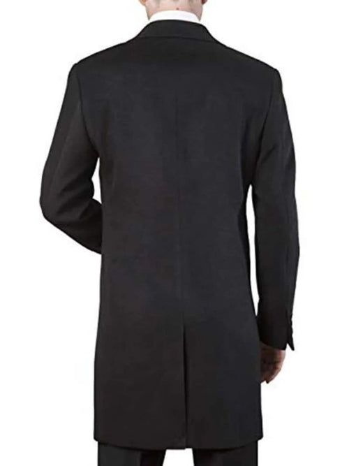 Mens Black Overcoat - Men's Modern Fit Polyester ~ Viscose ~ Spandex Black Long Men's Dress Topcoat - Winter Coat