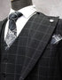 Mens Two Button Peak Lapel Plaid Pattern Suit Charcoal ~ White