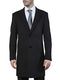 Mens Black Overcoat - Men's Modern Fit Polyester ~ Viscose ~ Spandex Black Long Men's Dress Topcoat - Winter Coat