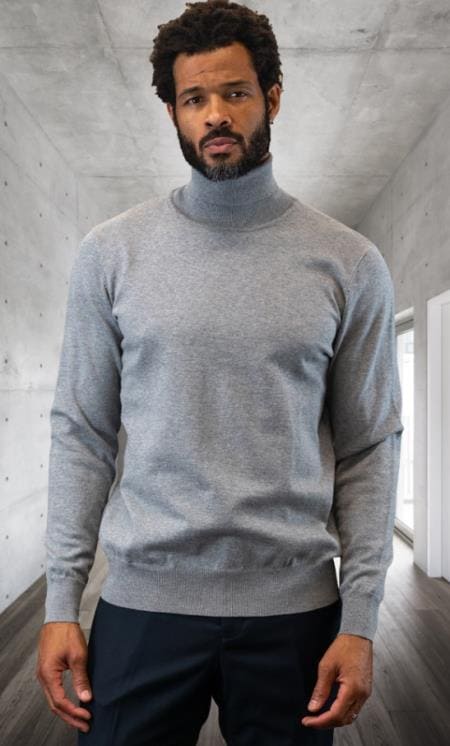 Mens Modern Fit Sweater Grey And Cashmere Fabric