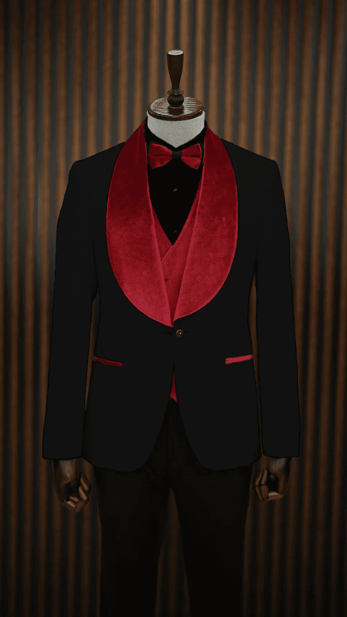 Modest Red & Black Tuxedo Suit