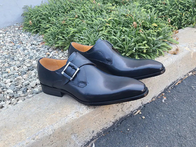 Carrucci Monk Strap Buckle Leather Shoes