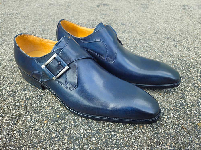 Carrucci Monk Strap Buckle Leather Shoes