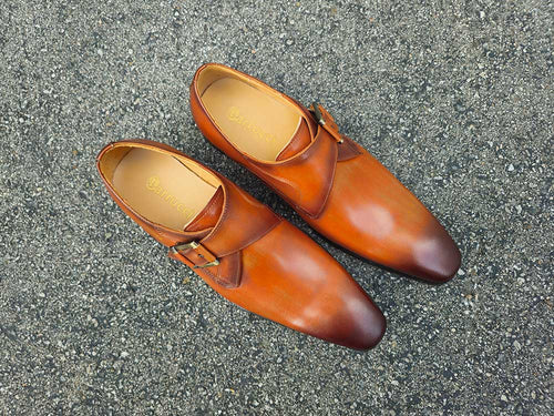 Double Buckle Monk Strap Leather Oxfords