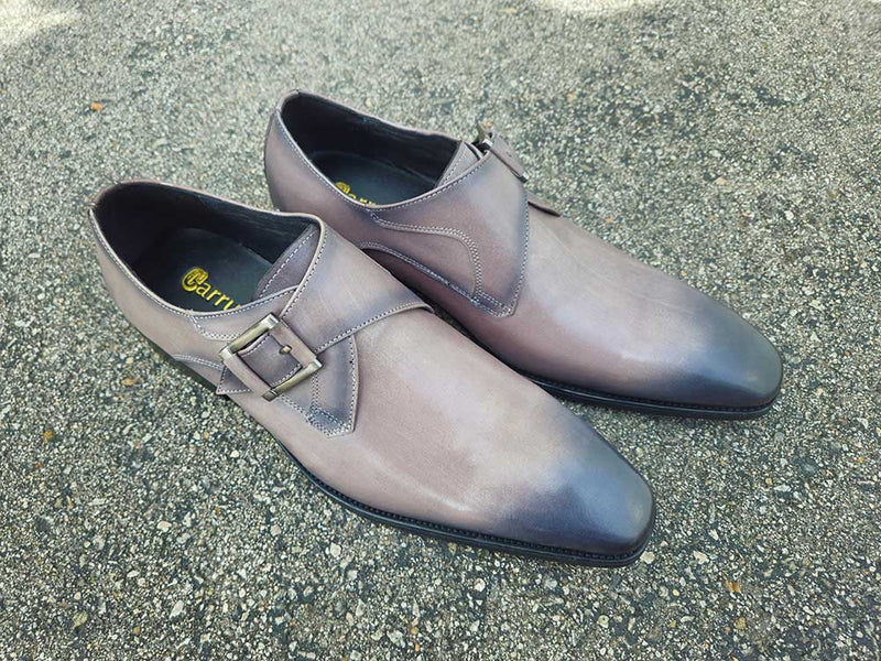 Carrucci Monk Strap Buckle Leather Shoes