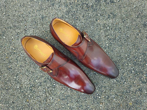 Double Buckle Monk Strap Leather Oxfords