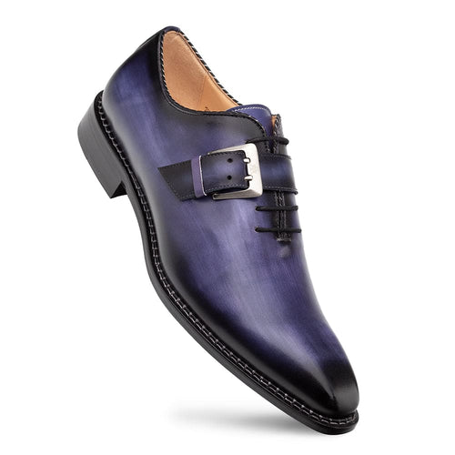 Men's Machado Purple Monk Strap Oxford Shoes by Mezlan – Hand-Finished Calfskin, Made in Spain