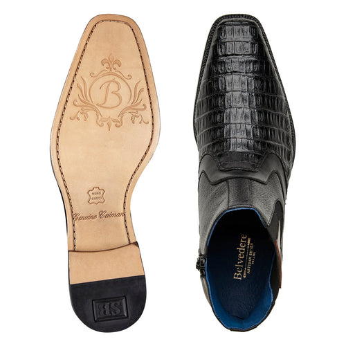 Belvedere Monte - Black Genuine Crocodile Leather Dress Shoe