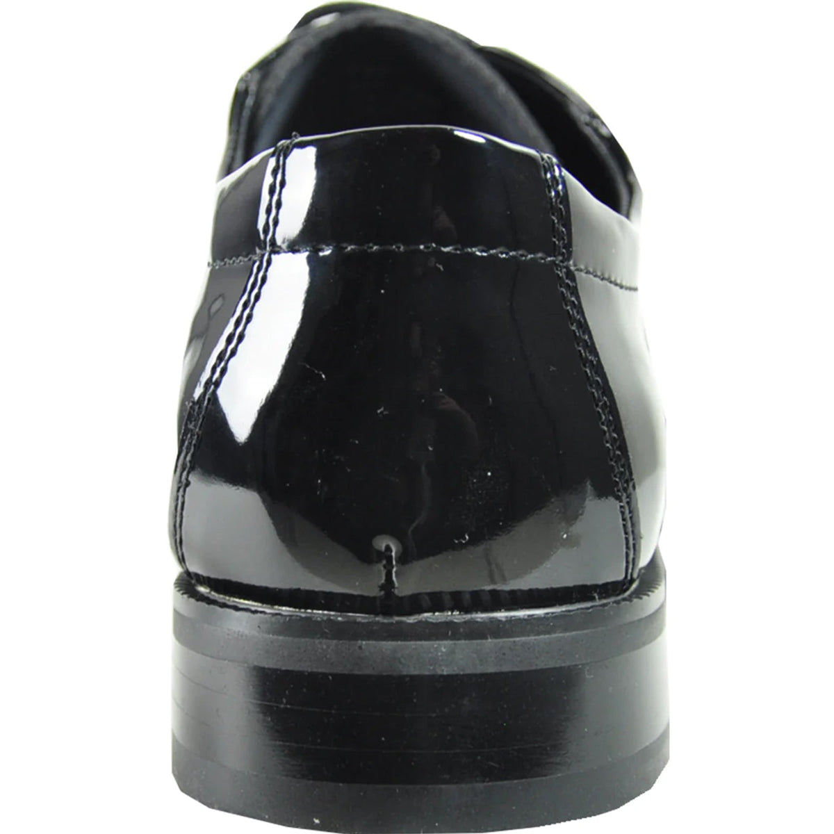Bravo Mens Plain Round Toe Shiny Patent Tuxedo Shoe in Black