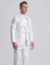 Floral Suit White & Silver Floral Tuxedo Prom Suit $199