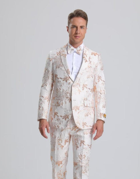 Men's White & Peach Prom Suit 2024 - Unique Prom Suits