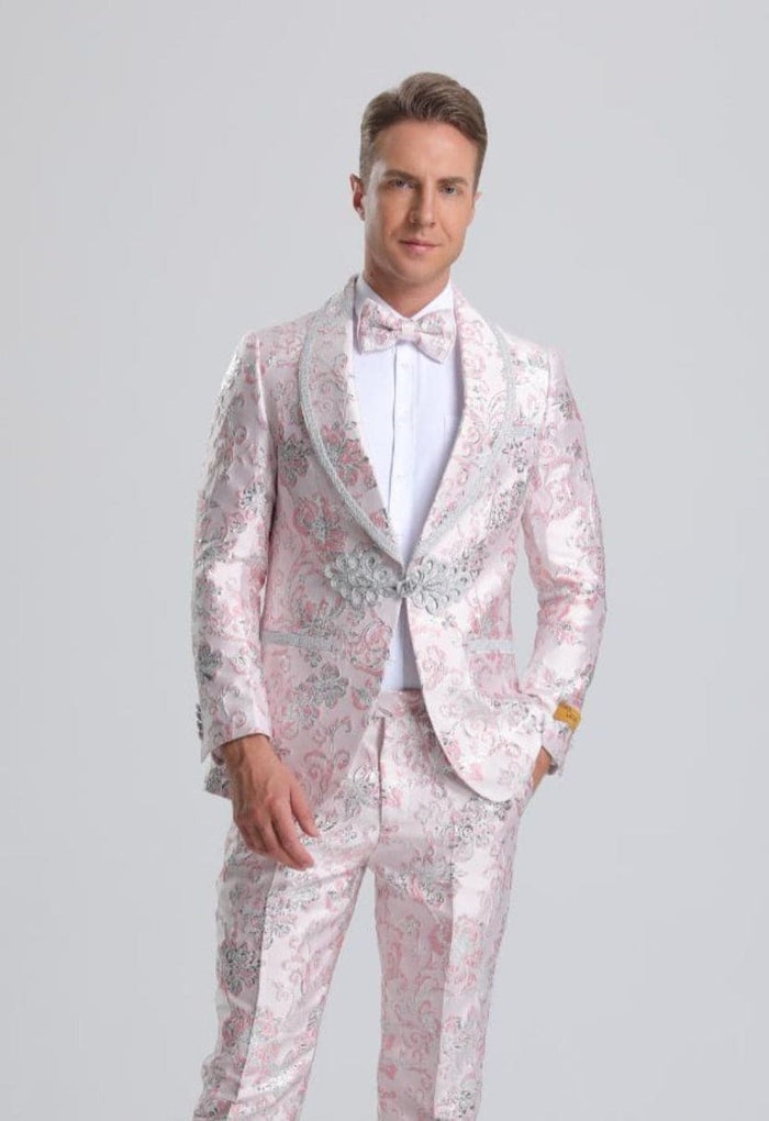 Floral Suit Fancy Pink Floral Tuxedo Prom Suit $199