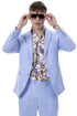 "Sky Blue Men's Summer Linen Suit - Modern Fit Casual Style"