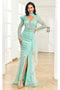 High Couture NR2284 Fitted Long Ruffle Sequin Formal Evening Dress