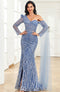 High Couture NR2285 Long Slit Ruffle Sequin Formal Evening Dress