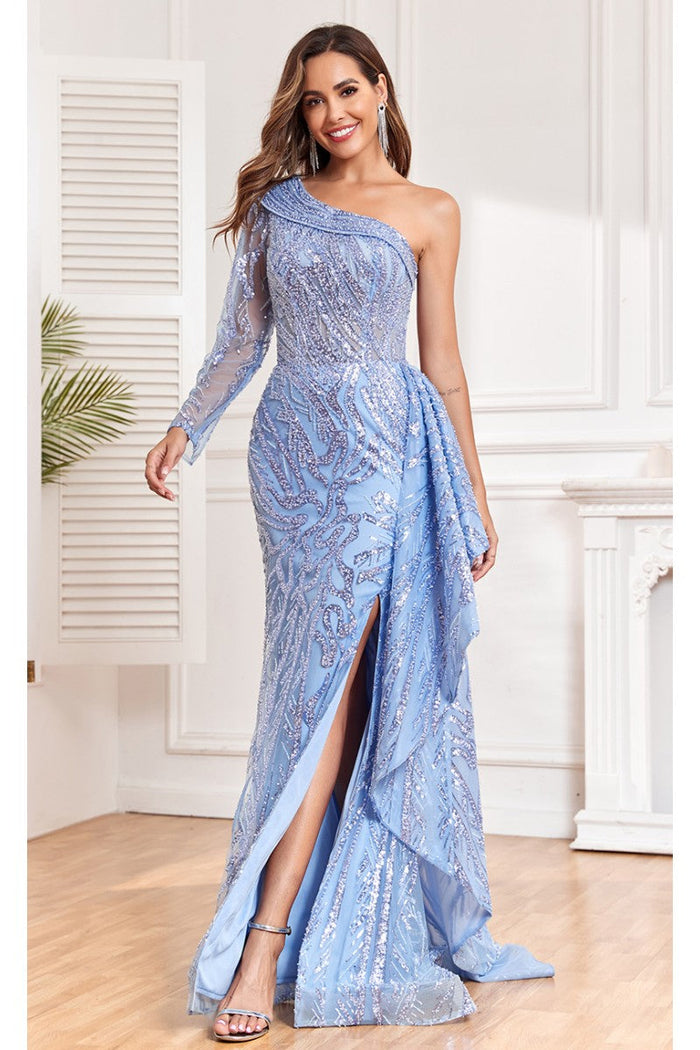 High Couture NR2302 Fitted Long Sequin Formal Evening Dress