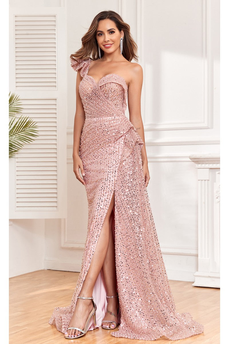 High Couture NR2308 Long Slit Formal Sequin Evening Dress