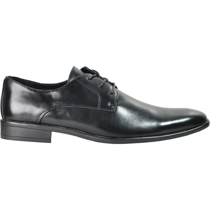 Bravo Mens Pointed Plain Toe Oxford Dress Shoe in Black