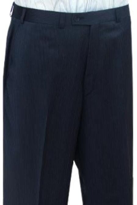 Mens Navy Pinstripe Dress Pants - Stripe Slacks