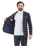 Mens Plaid Suits - Windowpane Pattern With Vest -Business Suit Navy