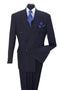 Mens Navy Blue Double Breasted Pinstripe Suit - Peak Lapel Side Vented and Pleated Pants