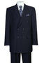 Mens Navy Blue Double Breasted Pinstripe Suit Classic Fit - Peak Lapel Side Vented