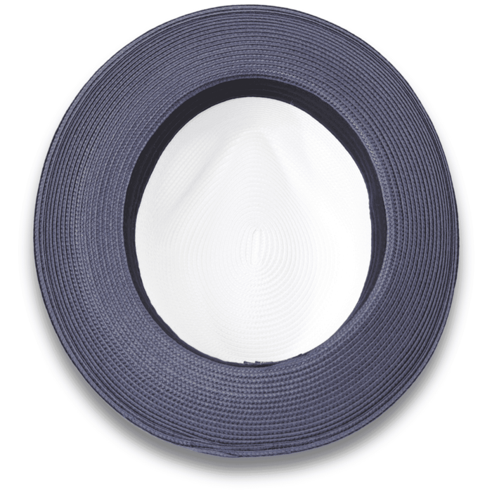 Tapa Crushable Straw Hat Fedora in Two Tone Navy-White