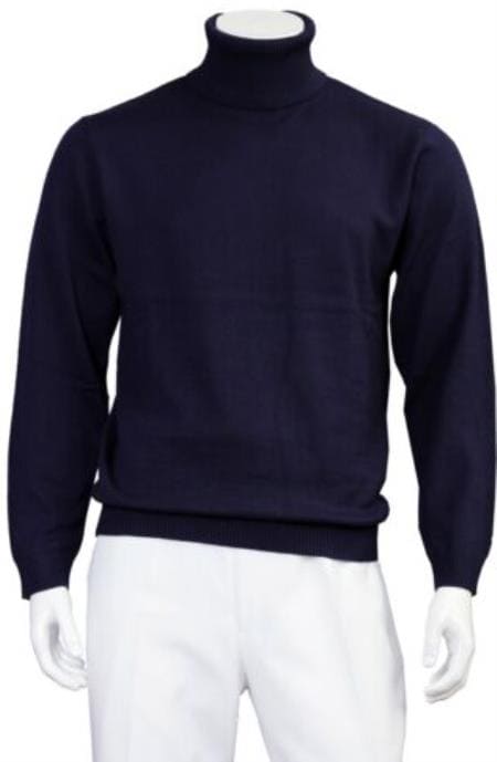 Mens Long Sleeve Navy Sweater