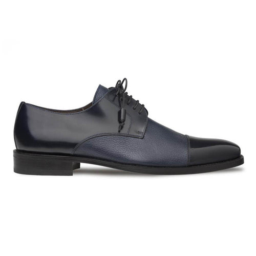 Mezlan Soka Men’s Lace-Up – Navy Blue Deerskin & Calfskin Leather Dress Shoe, Handmade in Spain